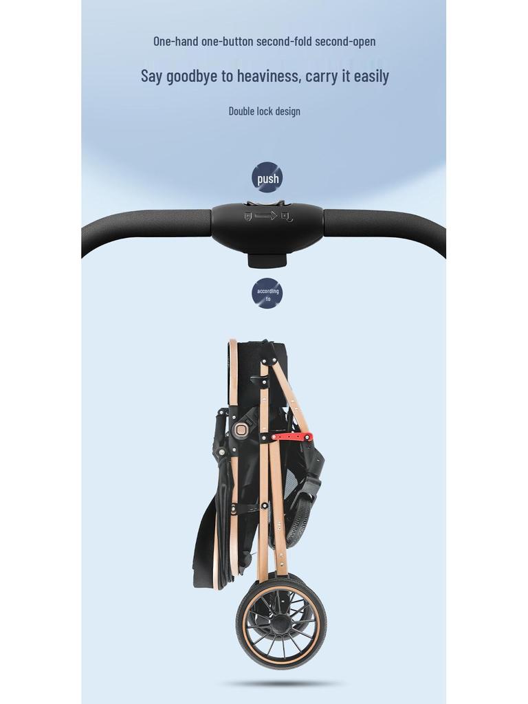 High Landscape Reversible Baby Stroller & Reclining Tricycle, Three-in-One with Large Wheels