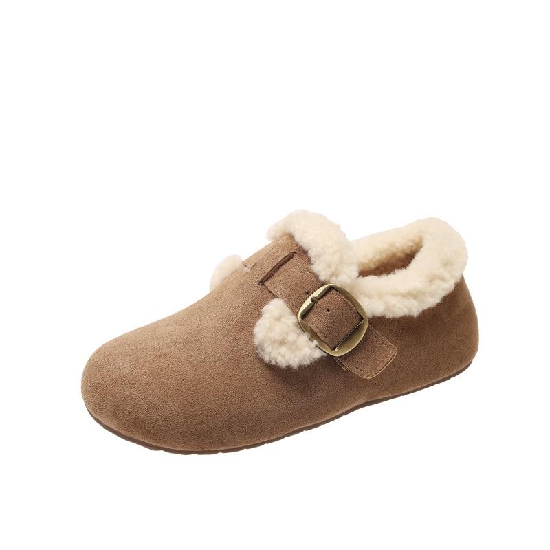 Birkenstocki aksamitne nowa jesień i zima wsuwane miękka skóra gruba podeszwa retro płaska podeszwa bawełniane buty puszyste buty
