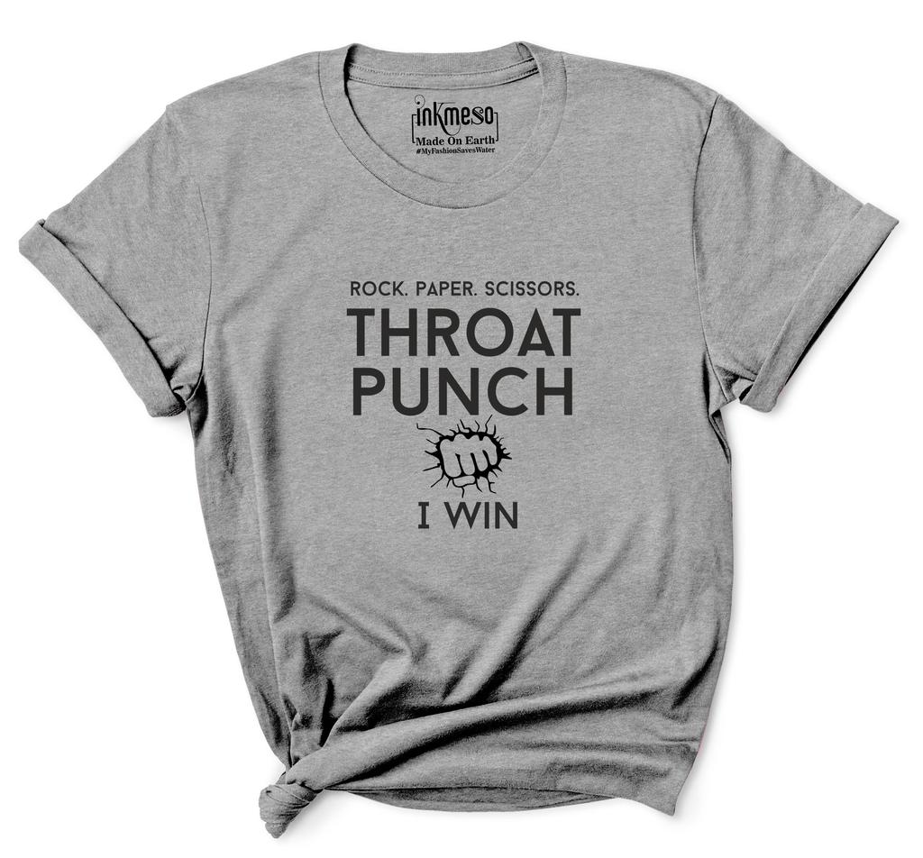 Inkmeso Tee For Womens    Rock. Paper. Scissors. Throat Punch I Win   Funny 80s 90s Retro Graphic