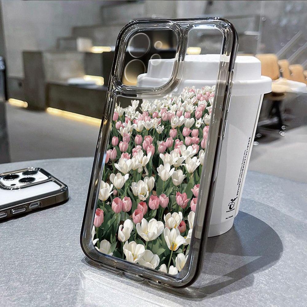 Rose Flower Phone Case For iPhone 14 Pro Case for iPhone 11 16 Pro 13 12 15 Pro Max XR XS X 7 8 SE Soft Shockproof Clear Cover