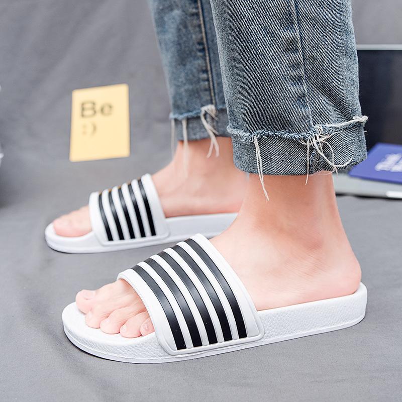 2025 new summer beach shoes men's thick-soled one-word sandals soft-soled, light casual sandals shoes