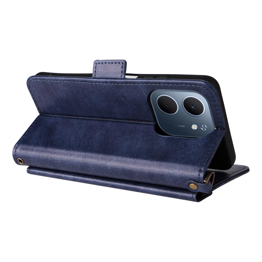 For Oppo A5x 5G/4G Leather Case Magnetic Closure Wallet Stand Phone Cover with Crossbody Strap