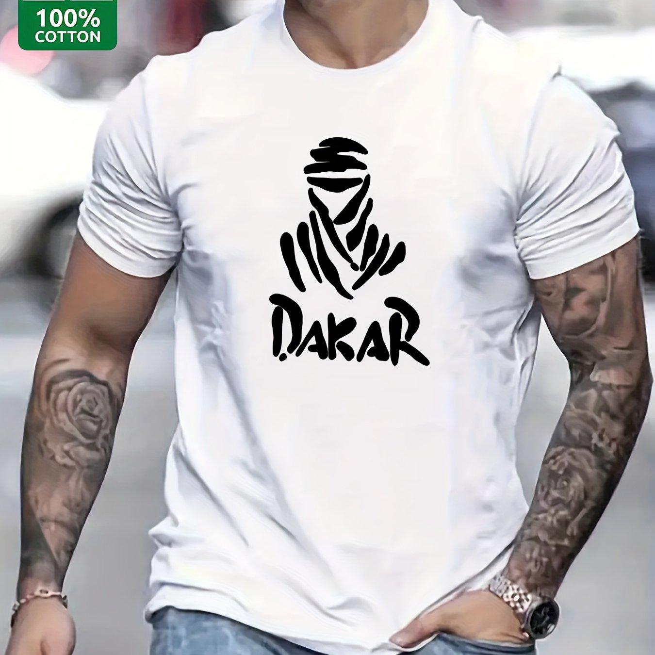 2026 New 100 Cotton Fashionable and Casual Dakar Style with Letter Prints Unisexs Simple and Extreme Trendy Tshirt S5XL 4XL