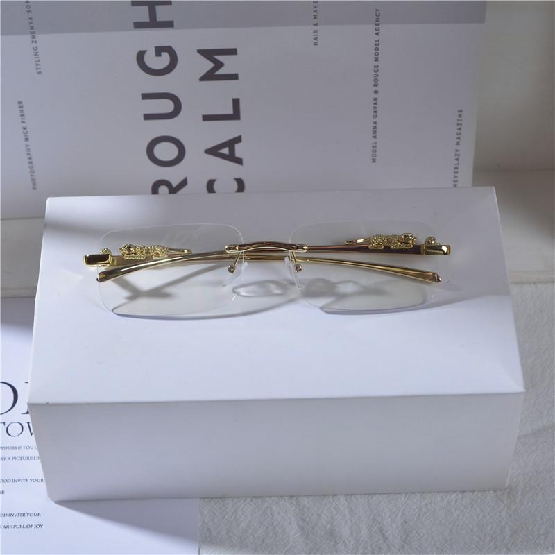 Retro Sluneční brýle s kovovou hlavou leoparda Bezrámové sluneční brýle Pánské a dámské Malý rámeček Klasické brýle UV400 Brýle