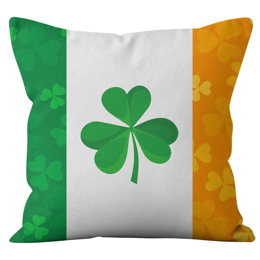 Home Cushion Cover St. Patrick's Day Pillowcase Four-leaf Clover Plaid Sofa Cushion Cover