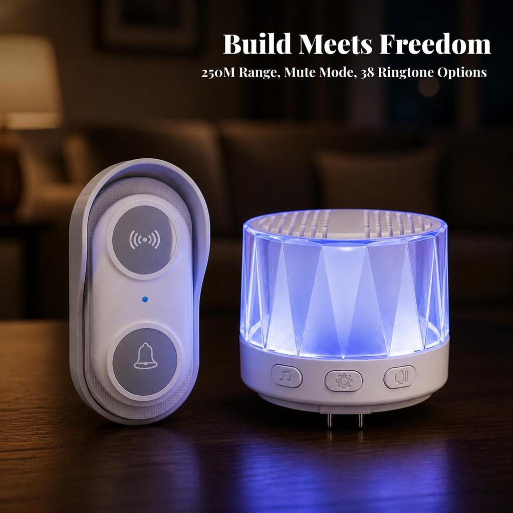 Entry Chime with Hardwired Notification | Adjustable Volume Levels, 38 Selectable Melodies,