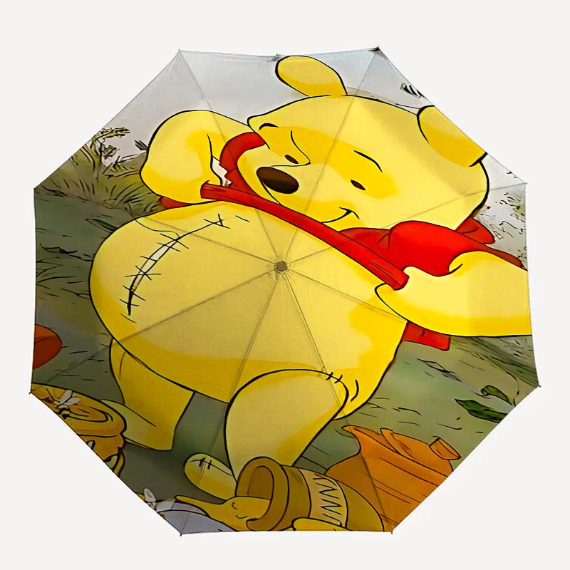 

1pc Winnie_the_Pooh Honey umbrella with 8 iron ribs and a plastic handle, automatic opening and closing, portable 1018