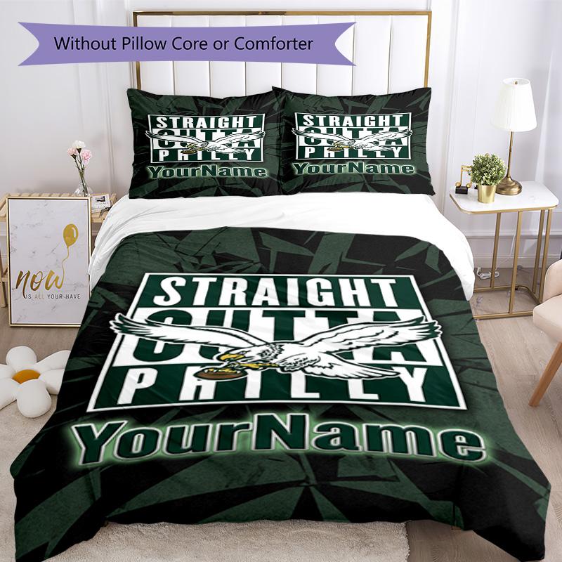 Philadelphia Eagles Customize Your Name Bedding Set Breathable Duvet Cover With Pillowcases Decorative Bed Linen For Bedroom Home Decoration Birthday