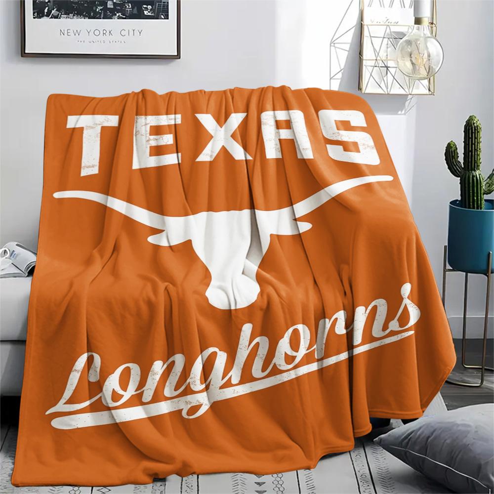 Texas Longhorns Print Flannel Blanket High Quality Warm Comfortable Cover for All Seasons Perfect for Gifts Home Decor