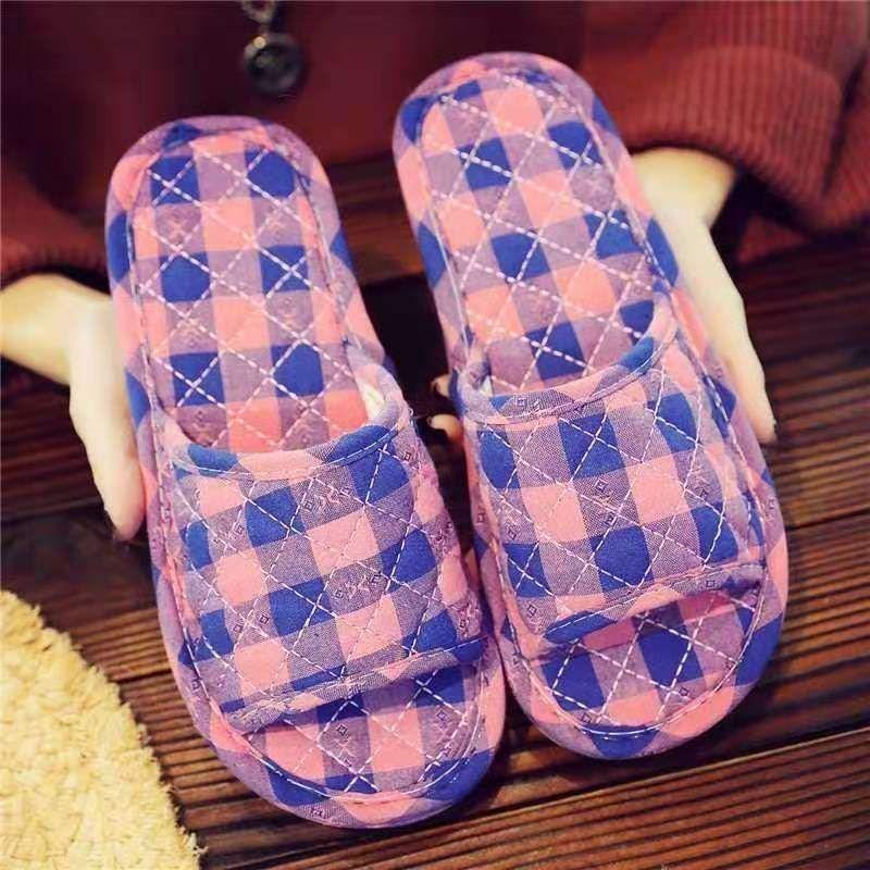 Dámské pantofle z čisté bavlny pro vnitřní použití - Měkké, tiché, pratelné v pračce pro všechna roční období