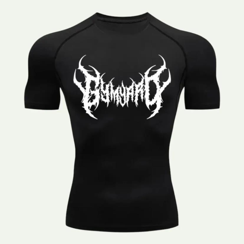 Y2K Compression Shirt Men Fitness Gym Skeleton Sport RunningSleeve T-Shirt For  T-Shirt Rashgard Tops Tee Quick Dry Short Men