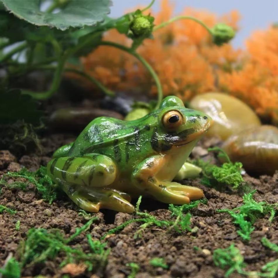 Urocza Żaba Dekoracyjna z Żywicy Statua DIY Ogród Zewnętrzny Bonsai Dekoracja Sklepu Rzeźba Zwierzęca na Biurko Ozdoba do Dekoracji Ogrodu