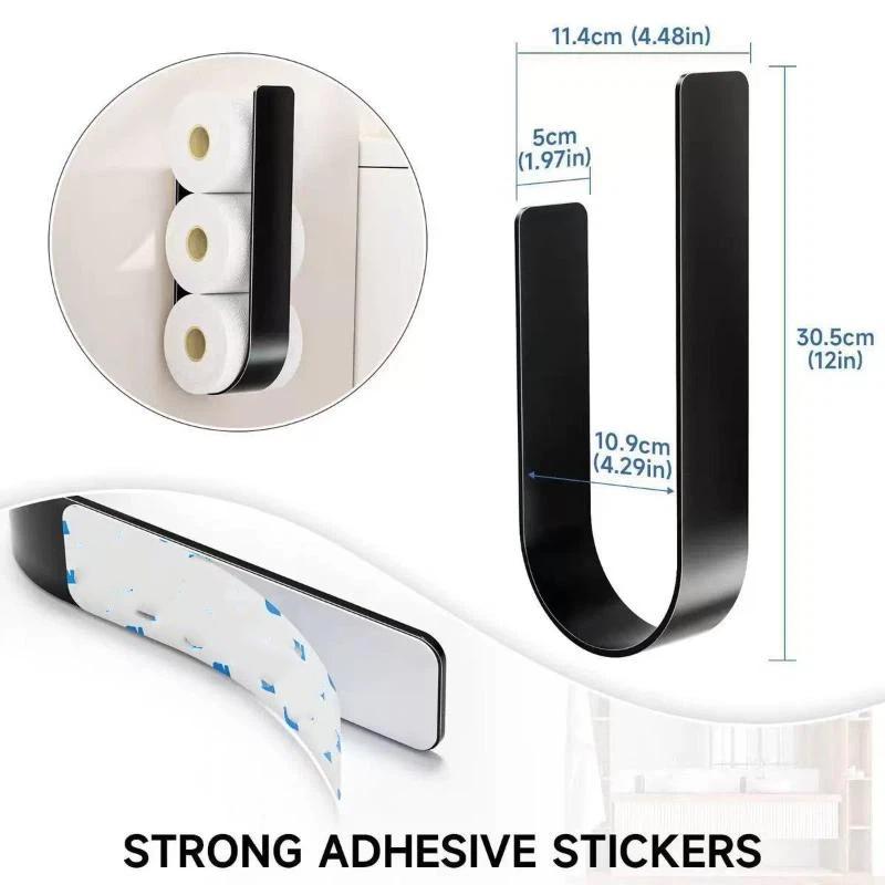 Wall Hanging Toilet Paper Holder Food Safe Metal Tissue Rack with Storage for Kitchen Towel Bathroom Paper Roll