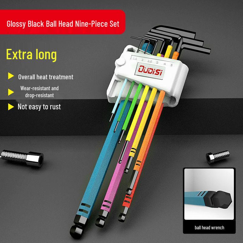 Colored Hex Wrench and Screwdriver Set - 6-Point, Multifunctional Tool with Extended Keys