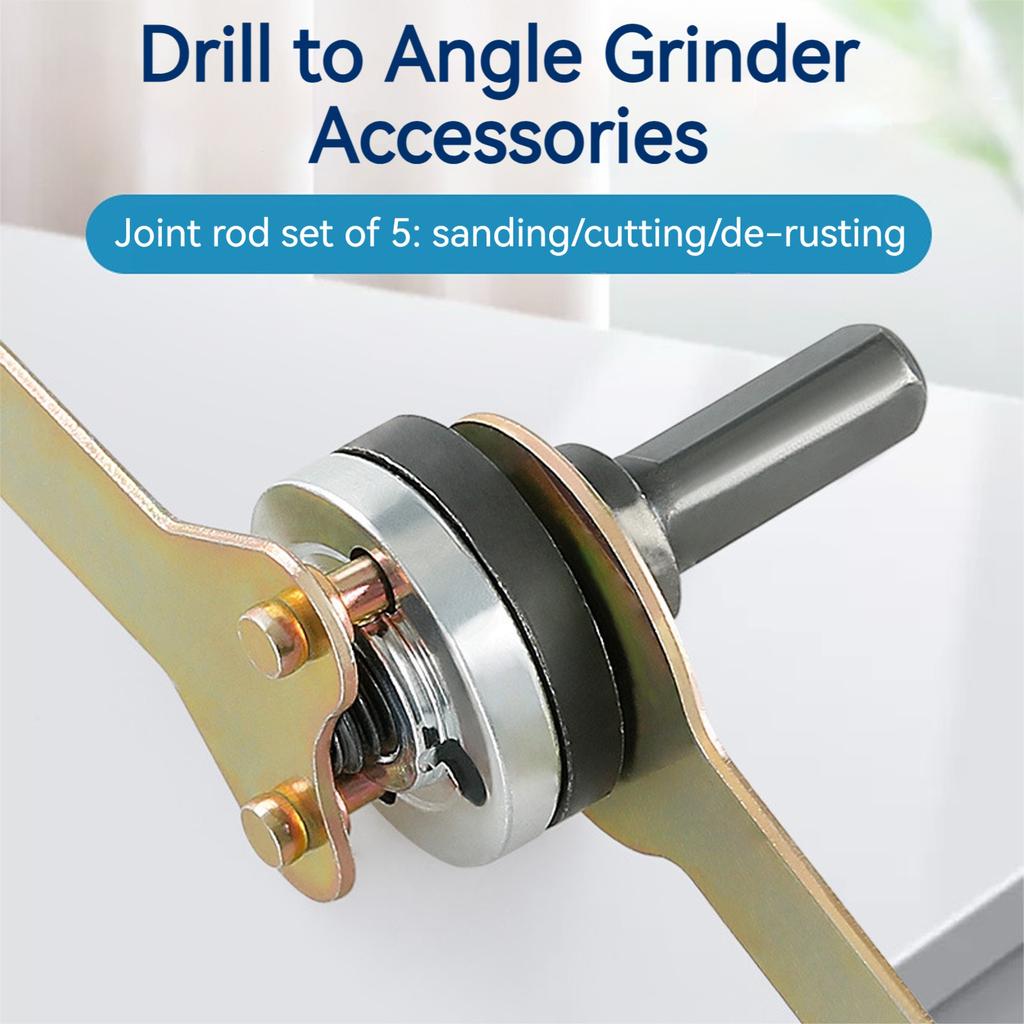 10mm Grinding Connection Adapter with Metal Lock Nut/Connecting Rod 5 in 1 Angle Grinder Adapter for Cutting Disc Wheel Adapter