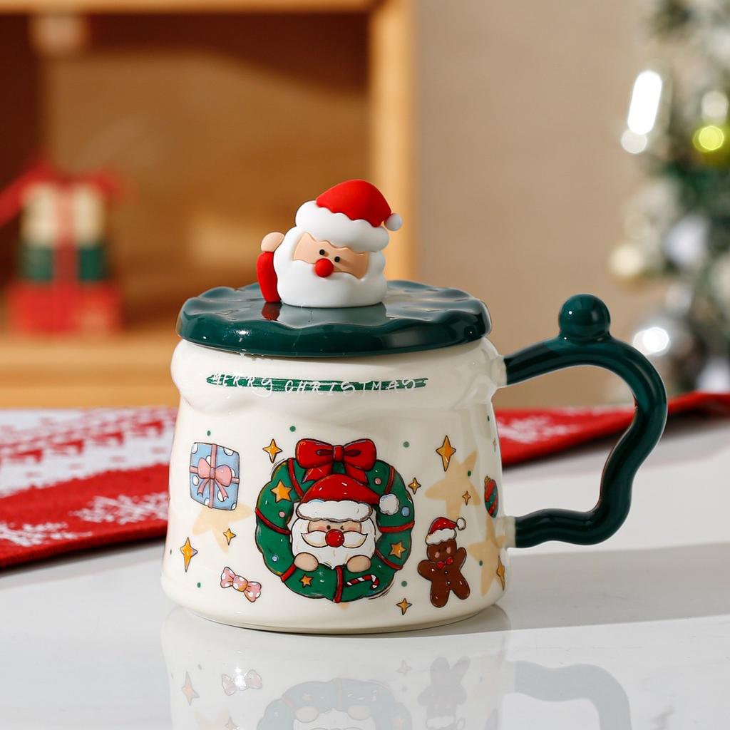 New Christmas Gift High Value Gift Set Mug with Lid Large Capacity Household Souvenir Ceramic Cup