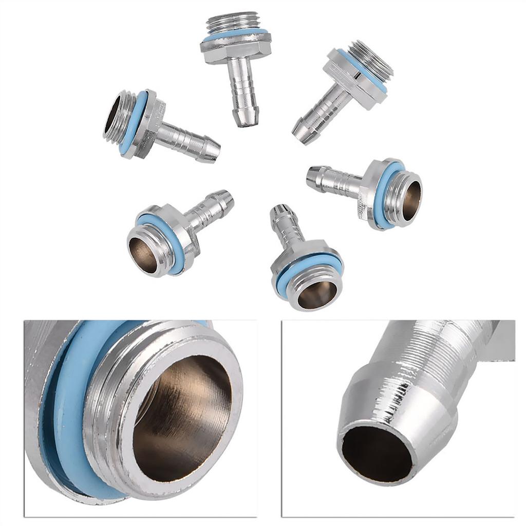6 PCS PC Wasserkühlung Two-Touch-Fitting G1/4 Gewinde Barb Stecker für Rohr