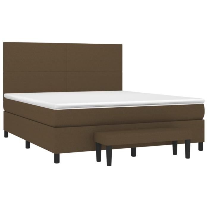 3136456 vidaXL Lit à sommier tapissier avec matelas Marron foncé 180x200 cm