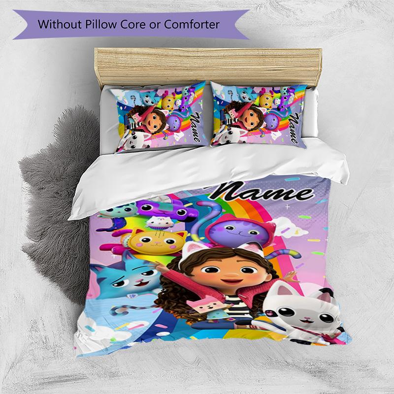 3pcs Gaby's Bubble House1 Cover Set - Personalized Name, HD Printed Bedding with 1 Cover and 2 Pillowcases - Perfect for Home Decor, Easy Care