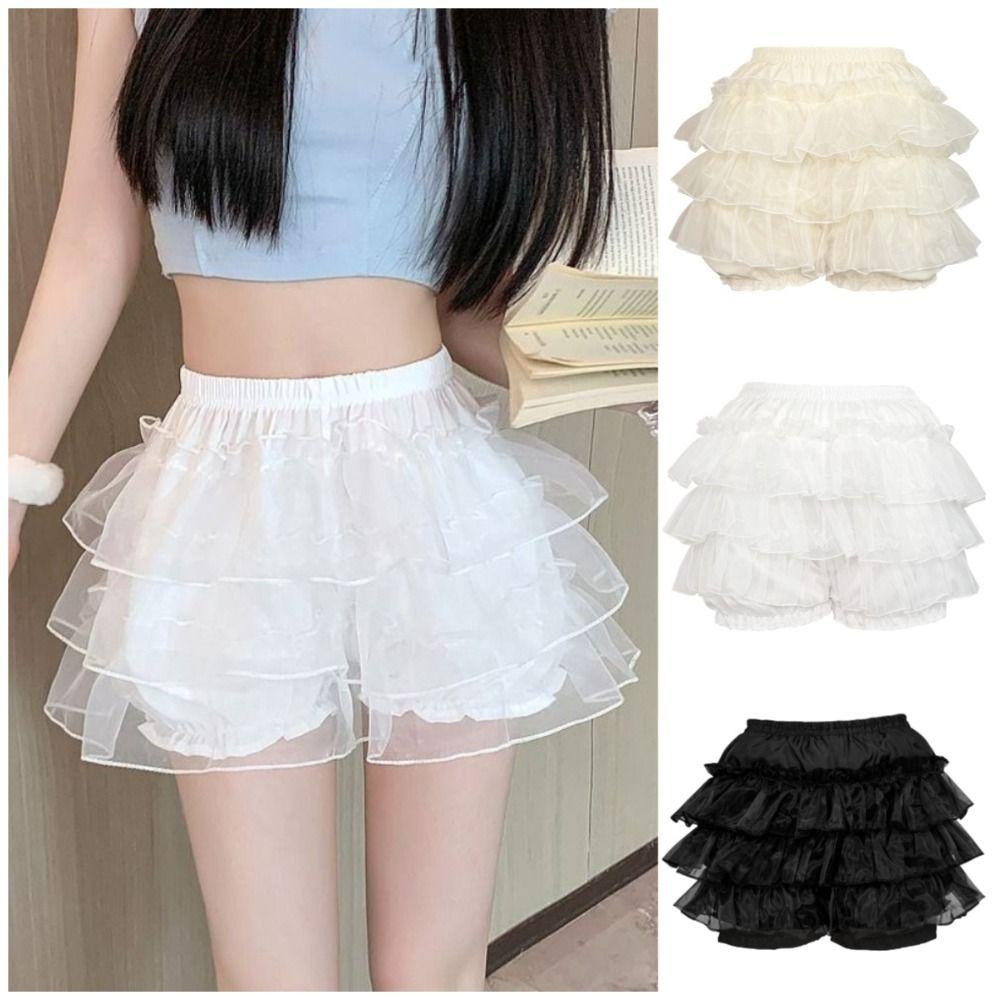 Anti Exposure JK Petticoat Elastic Tutu Puffy Skirt Comfortable Lace Pumpkin Pants Women