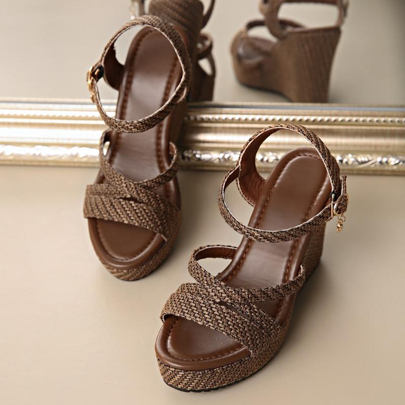 Fashion 2025 Brand Shoes Female Buckle Strap Women's Sandals Fashion Shallow New Plus Size Casual Summer Solid Best Seller Wedge Sandals