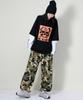 Deumakeu Military Real Street String Wide One-Pleat Pants Khaki