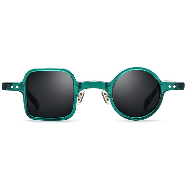 Unisex Retro Acetaat Gepolariseerde Zonnebril - Vierkant Links/Rond Rechts Ontwerp, Ideaal voor Rijden