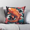 Japanese Koi Fish Carp Pillowcase Polyester Linen Velvet Printed Zip Decorative Throw Pillow Case Home Cushion Cover