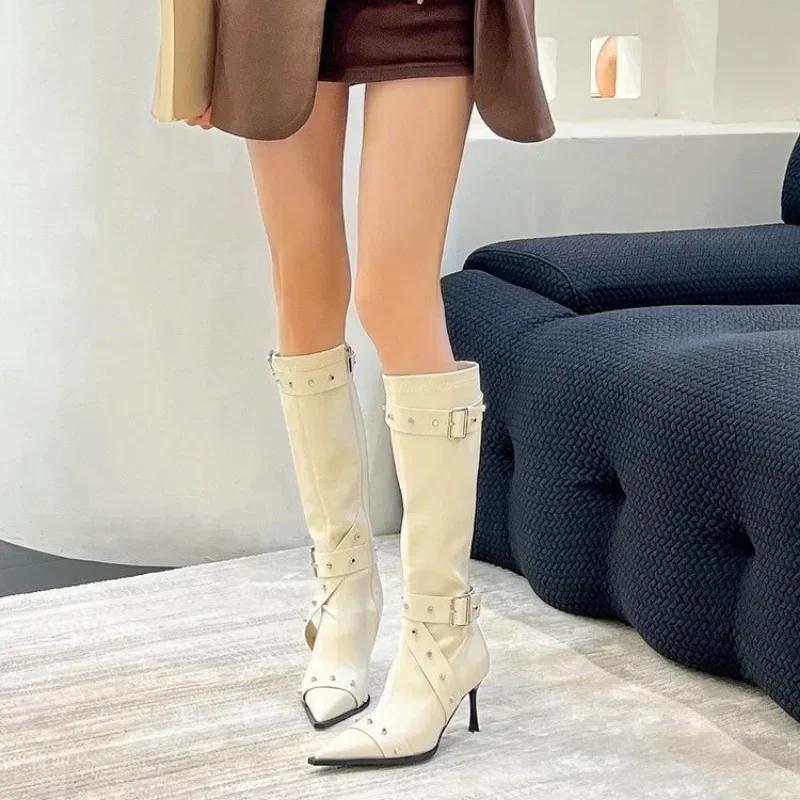Fashion New Style Stiletto Boots for Women 2025 Hot Selling Pointed Toe Women's Tall Slimming High Heel Boots for Women with Zippers