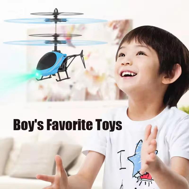 Inductive Aircraft Helicopter with Light Aircraft Suspension Two Anti-fall Games Rechargeable Children's Toys