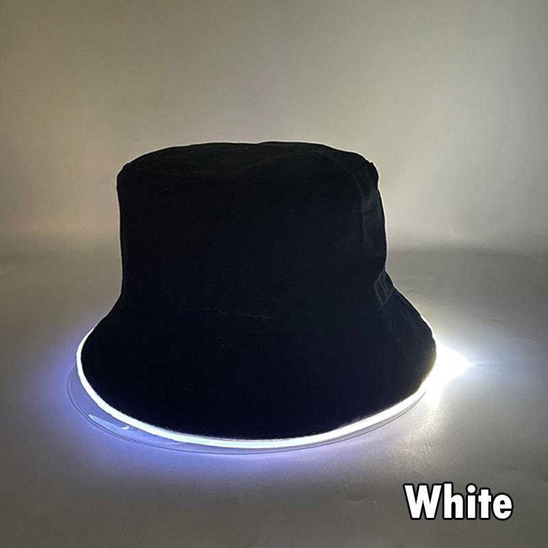 Night Club Dancing Party Performance LED Luminous Bucket Hat Colorful Neon Light Fishermen Caps Man Woman Glow Party Decor