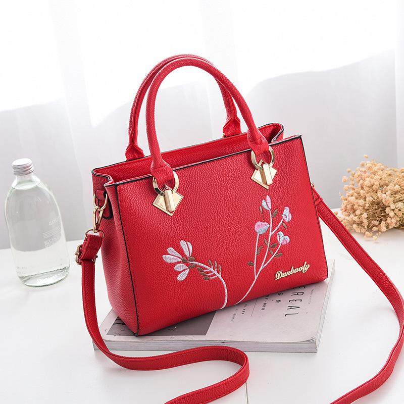 Modna haftowana damska torba na suwak Torebka na jedno ramię Casual Crossbody Bag