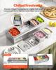 Countertop Food Serving Display Container, Stainless Steel Food Salad Server Tray, Buffet Condiment Dispenser, Ice Cooled Rack with Separate Lid, for