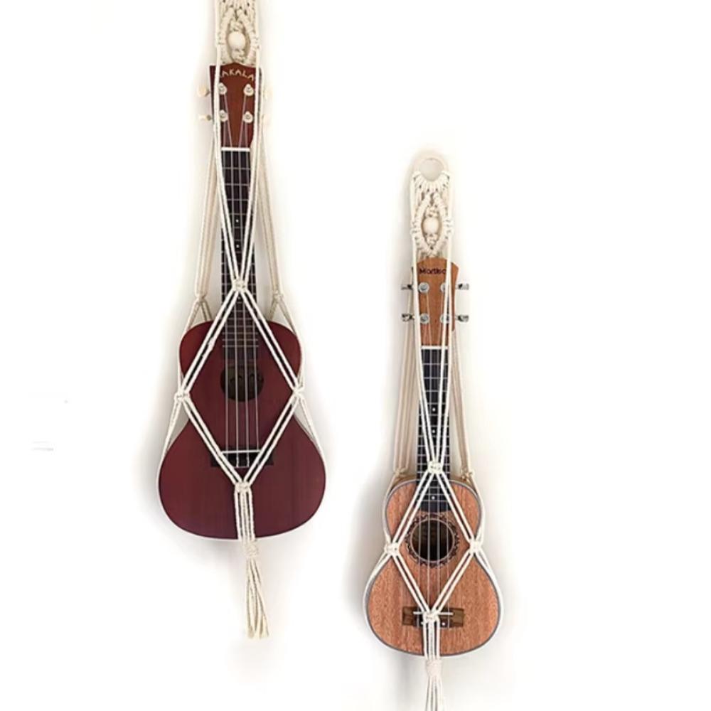 White Flower Pot Mesh Bag Woven String Instrument Accessory Stand Storage Bag  Guitar Storage