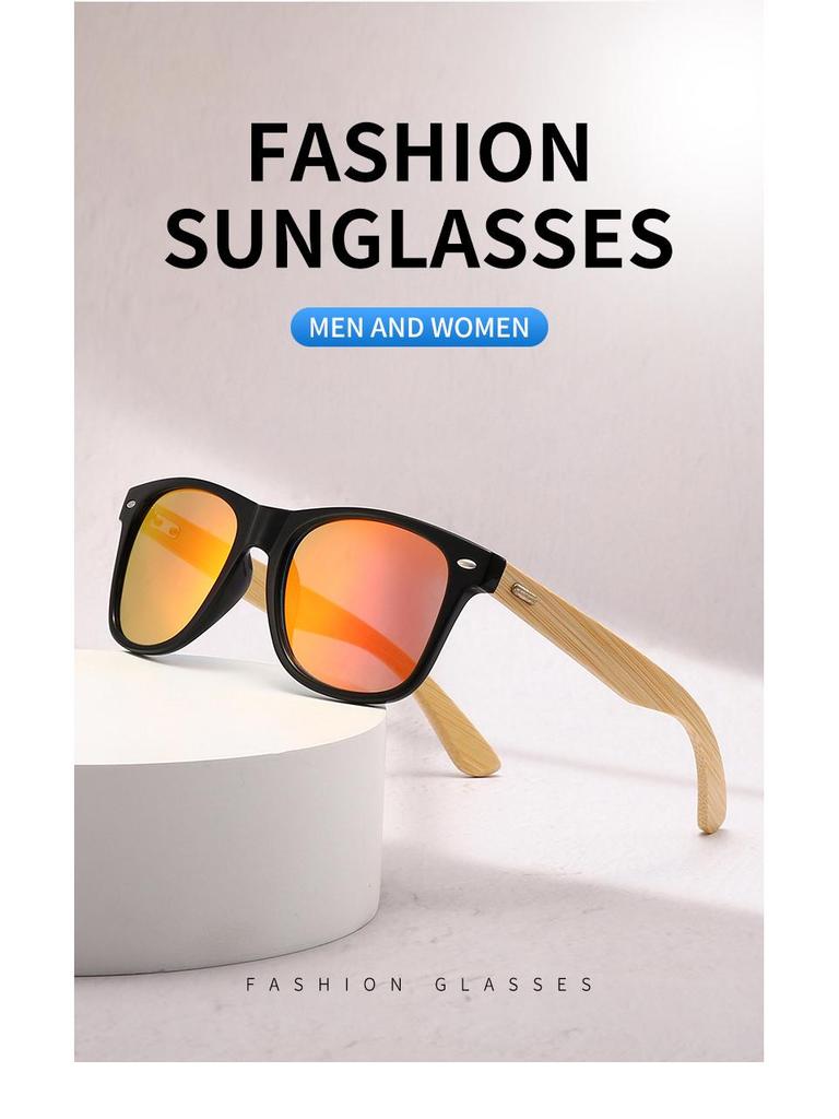 Retro Polaryzacyjne Okulary Bambusowe z Bambusowymi Zausznikami Mao - Unisex Styl Europejski i Amerykański