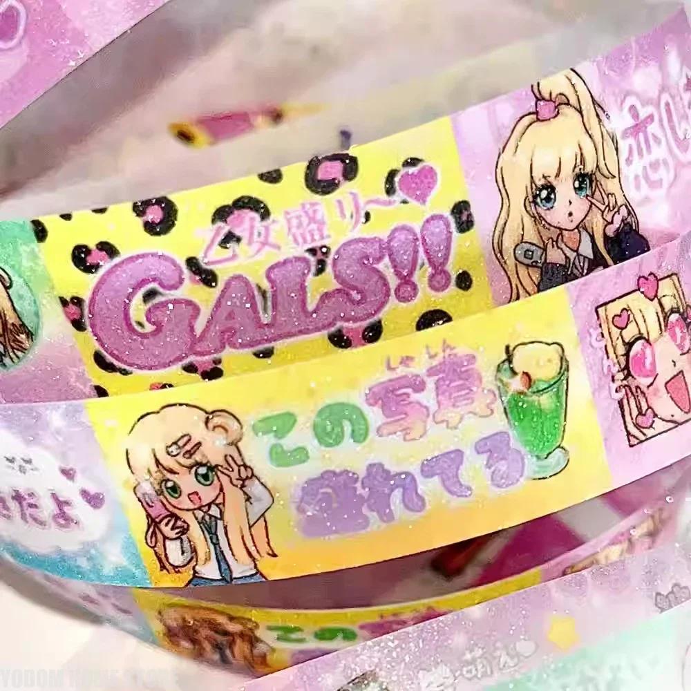 Cute Vintage Showa Shibuya Hot Girls Anime Girls Tape Sticler For Scrapbooking Material Girls Stationery Gift DIY Craft Supplies