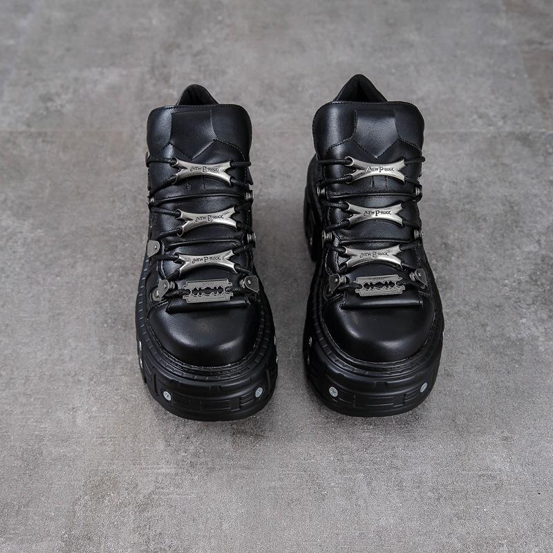 Fashion Dark Dad Shoes Women’s | Thick - Soled Heavy Metal Gothic Punk Boots | Edgy Cross - Border Trendy Footwear
