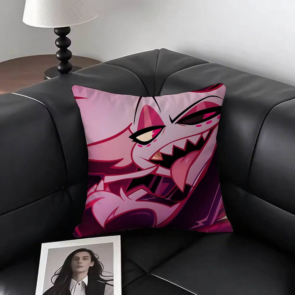 Winkelstaub H-Hazbin Hotel Anime Kissenbezug Quadratisches Kissen Schlafzimmer Sofa Freizeit Komfort Kissen Auto Heimdekoration