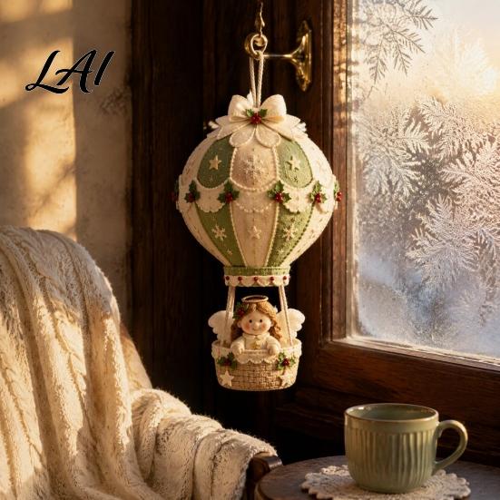 Holiday Handmade Gift Sets DIY Christmas Hot Air Balloon Hanging Ornament Kit 3D Fabric Craft Festive Home Decor Ornaments Project with Santa