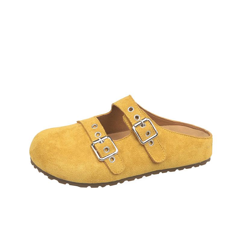 

Однословные шлепанцы на плоской подошве женские универсальные и не утомляющие ноги с мягкой подошвой одинарная обувь обувь Дуду 40 жёлтый