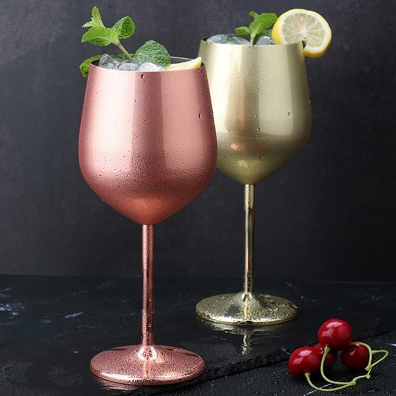 Nerezová ocel 500 ML Kalich Červené víno Koktejlové sklo Nerozbitné kovové Vysoký sklenice na šampaňské Bar KTV Evropský styl Kalich