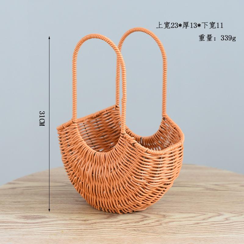 New Internet celebrity decoration portable flower basket packaging flower basket handmade rattan floral arrangement gift straw wood chips