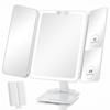 Beautifive LED Makeup Stylish Tabletop Mirror for Magnifying Mirror with Adjustable Memory 3 Color USB Rechargeable Mirror, Three-Way Mirror,