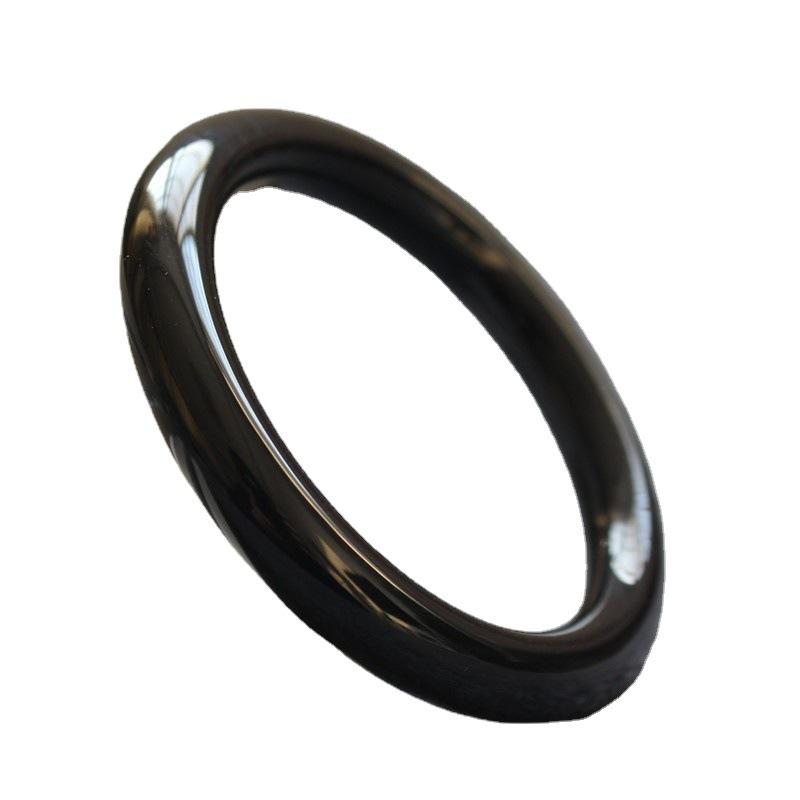 11MM Natural Pure Black Agate Round Bracelet Fashionable Charm Agate Bangle Jade Bracelet Women's Gift