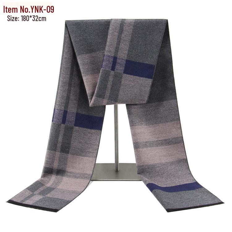 2026 Men's Winter Warm Plaid Scarf - European & American Style, Imitation Cashmere, Long Scarf