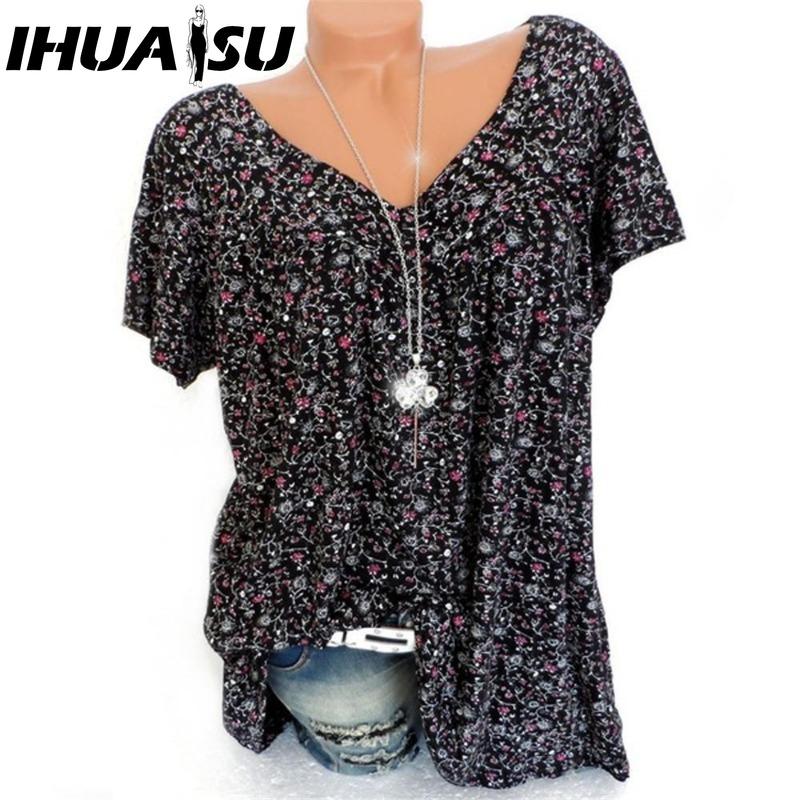

IHUASU Женские модные повседневные блузки и рубашки с коротким рукавом и V-образным вырезом S чёрный