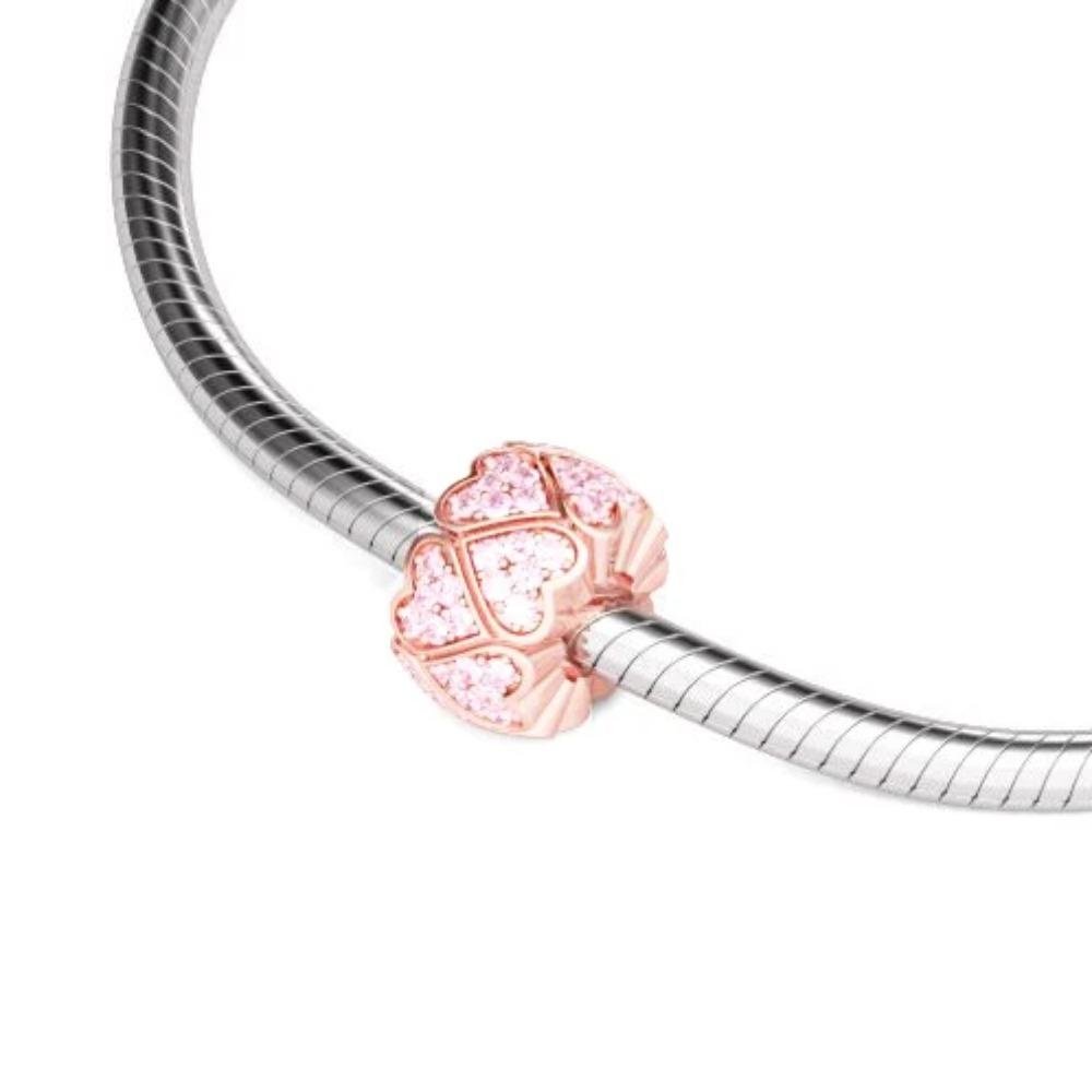 925 Rose Gold Anchor Angel Leaf Charm Bead Chain For DIY Bracelet Jewelry Ladies Accessories