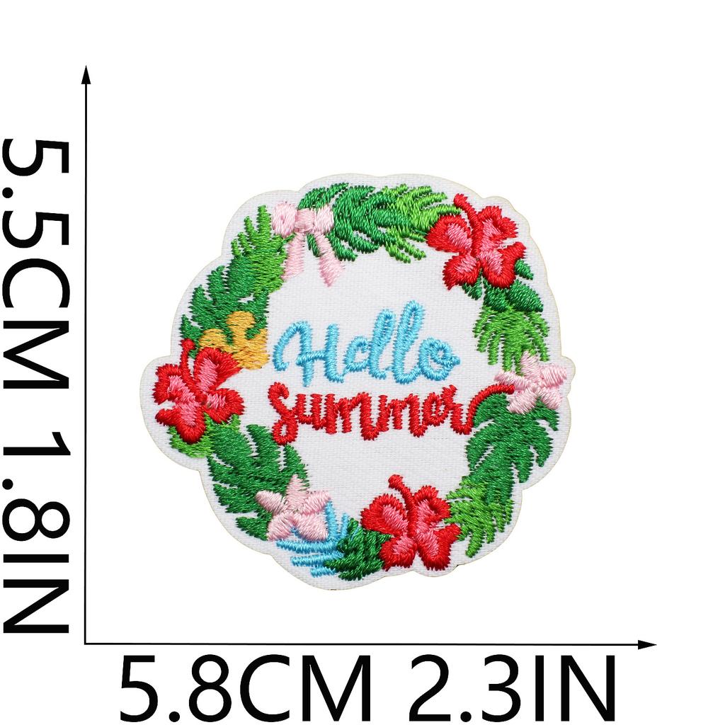Cabin Embroidery Cloth Sticker Hawaii Travel Decoration Patch Sticker Yay Tree Pineapple Computer Embroidery Patch Flamingo