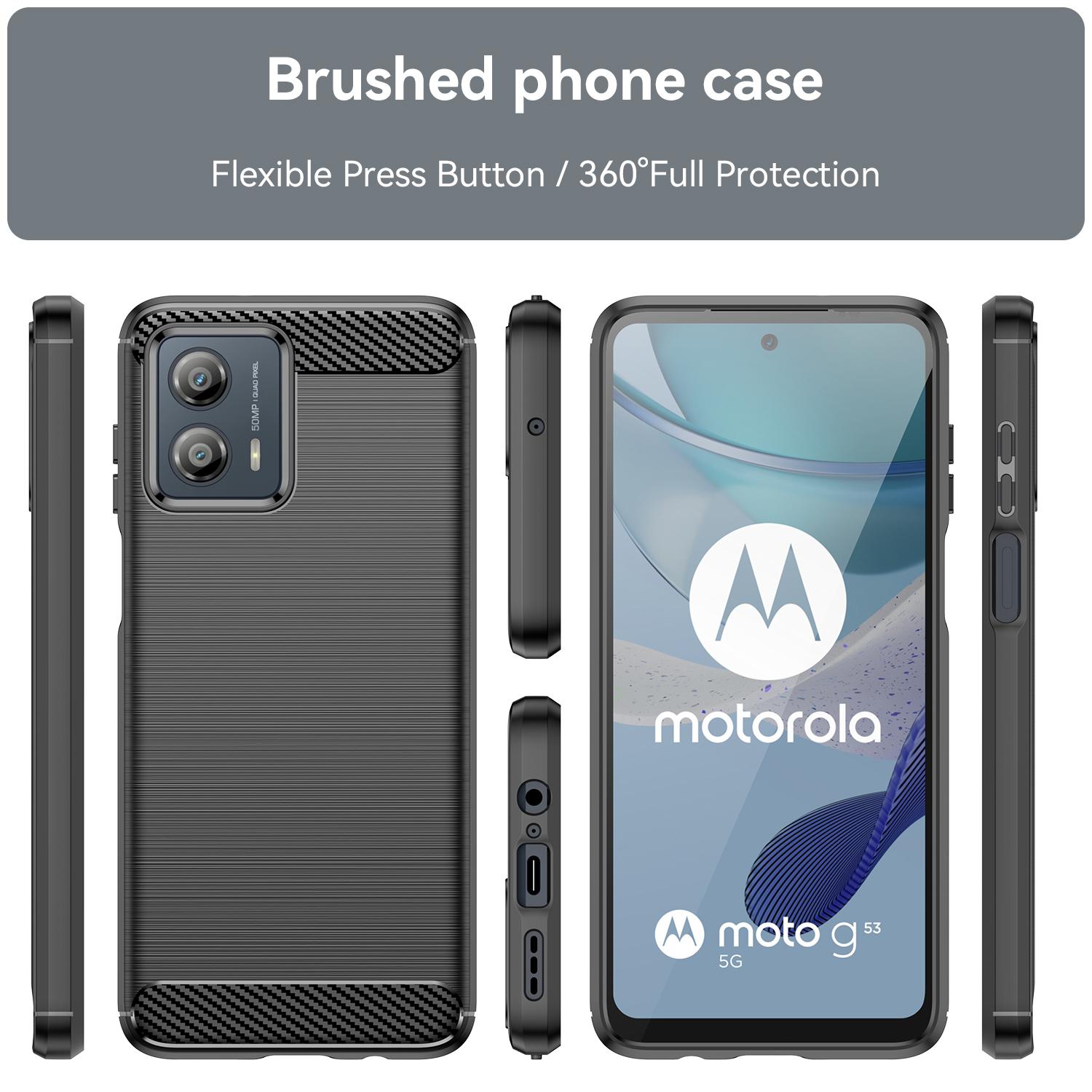 

For Motorola Moto G53 5G Brushed Phone Case Carbon Fiber Texture Phone Shell Mobile Phone Cover Red