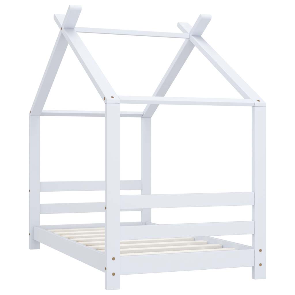 Kids Bed Frame White Solid Pine Wood 70 X 140 Cm